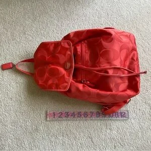 Coach | Bags | Nwot Coach Orange Nylon Logo Backpack | Poshmark display picture 3
